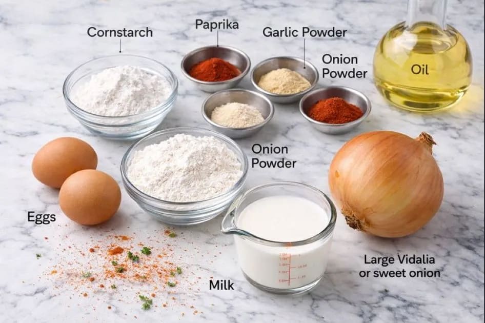 Ingredients for Texas Roadhouse Blooming Onion Recipe on my kitchen table