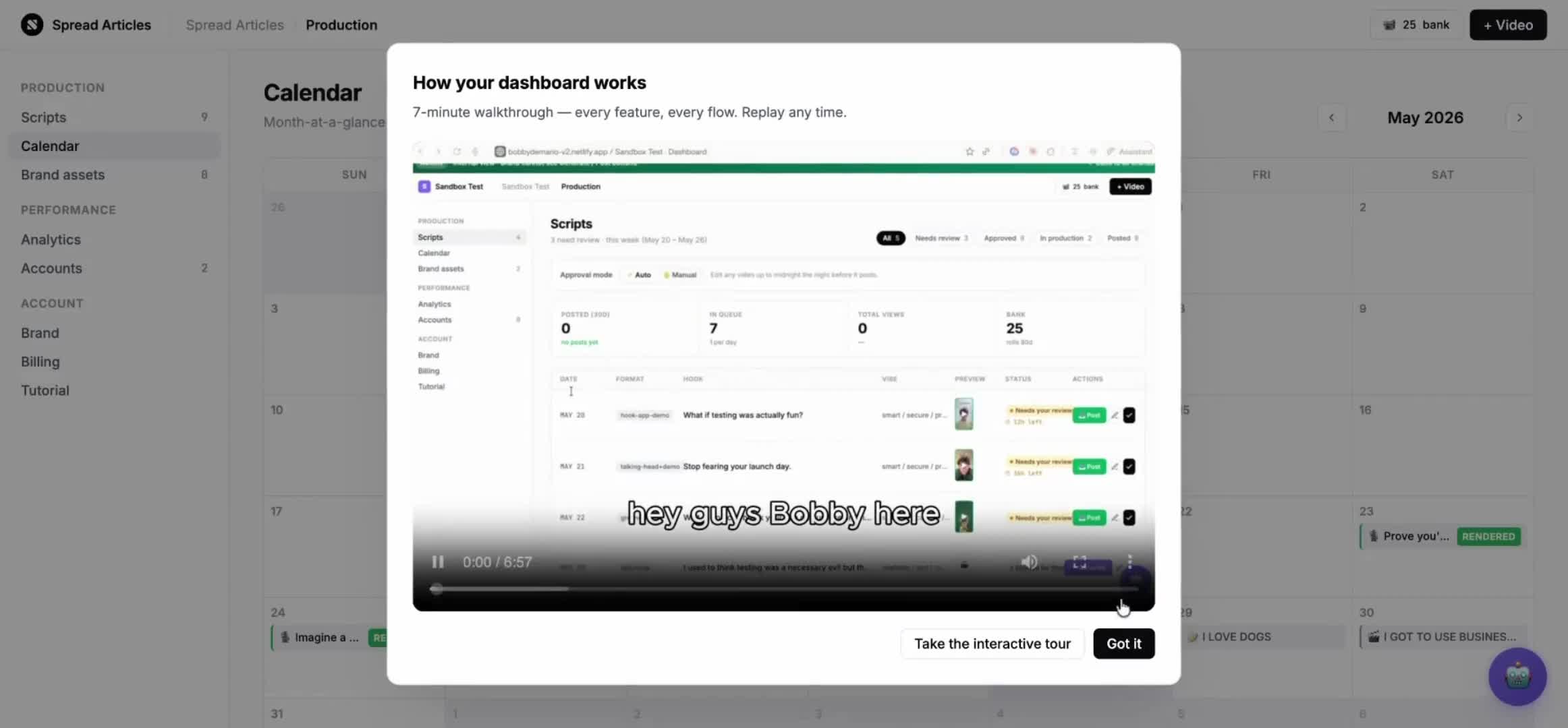 Dashboard walkthrough