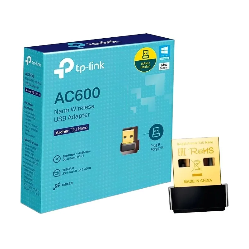 Adaptador Wi-Fi de doble banda TP-Link Archer T2u Nano Ac600