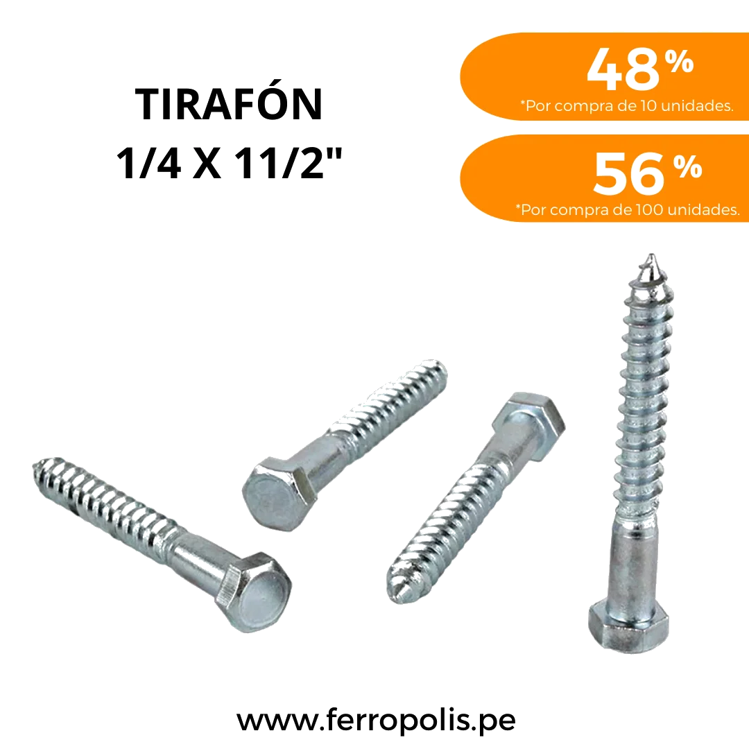 TIRAFON 1/4" x 1 1/2" ( x und )