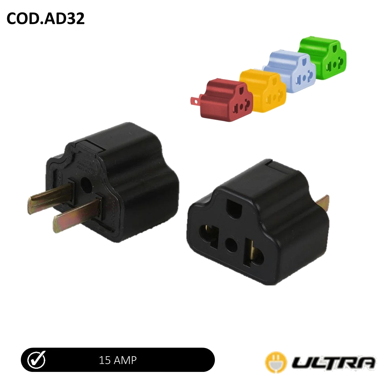 ADAPTADOR ENCHUFE 3 A 2 15A "COMERCIAL"