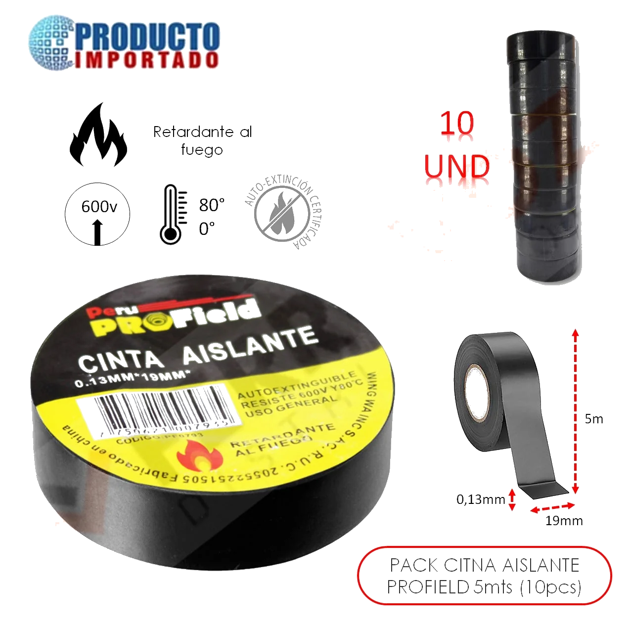 CINTA AISLANTE 6Y X 19mm "COMERCIAL"
