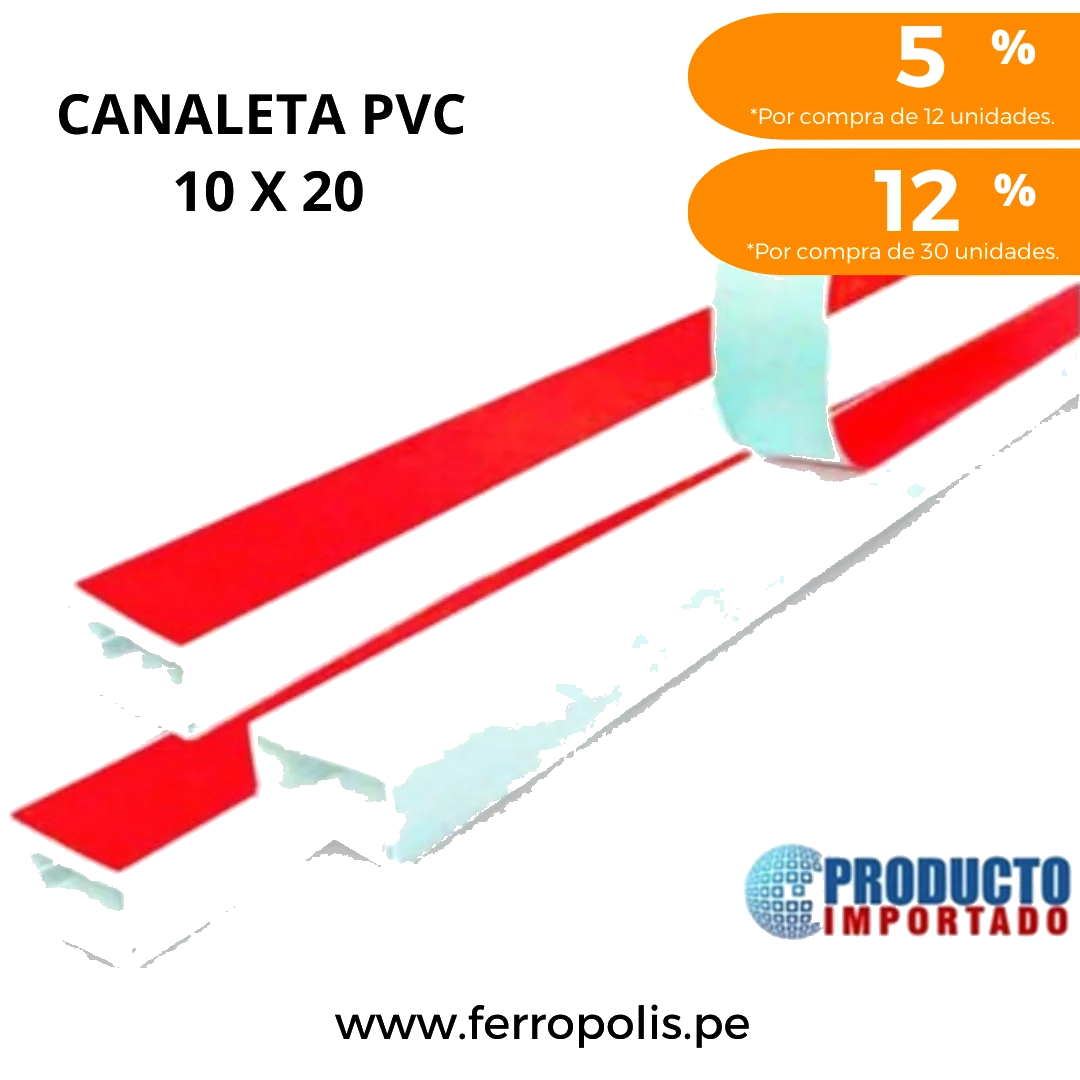 CANALETA PVC 10 X 20 C/PEGAMENTO