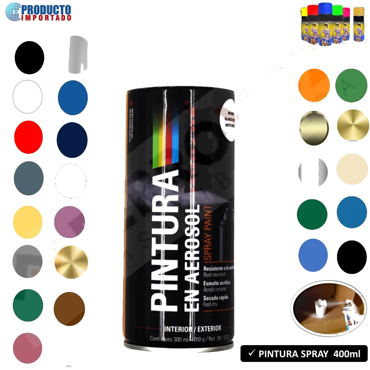 PINTURA SPRAY NEGRO MATE "COMERCIAL"