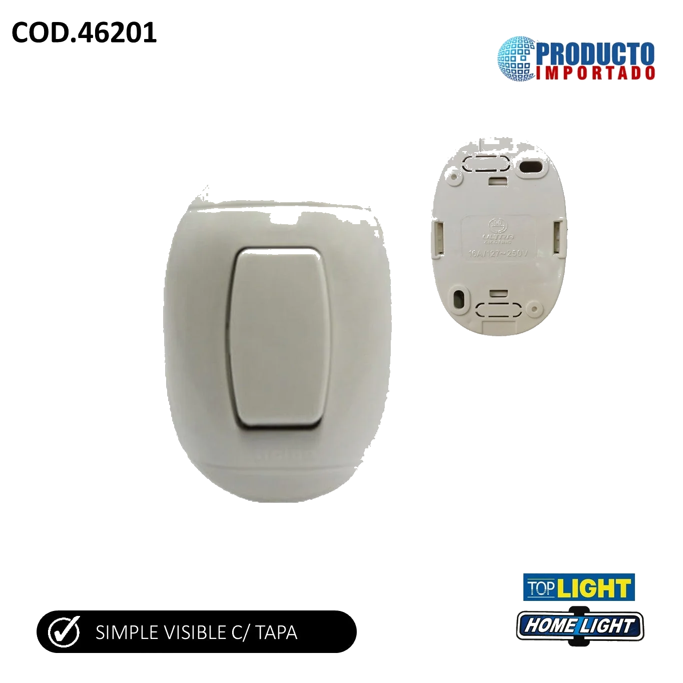 INTERRUPTOR SIMPLE OVAL VISIBLE MARFIL