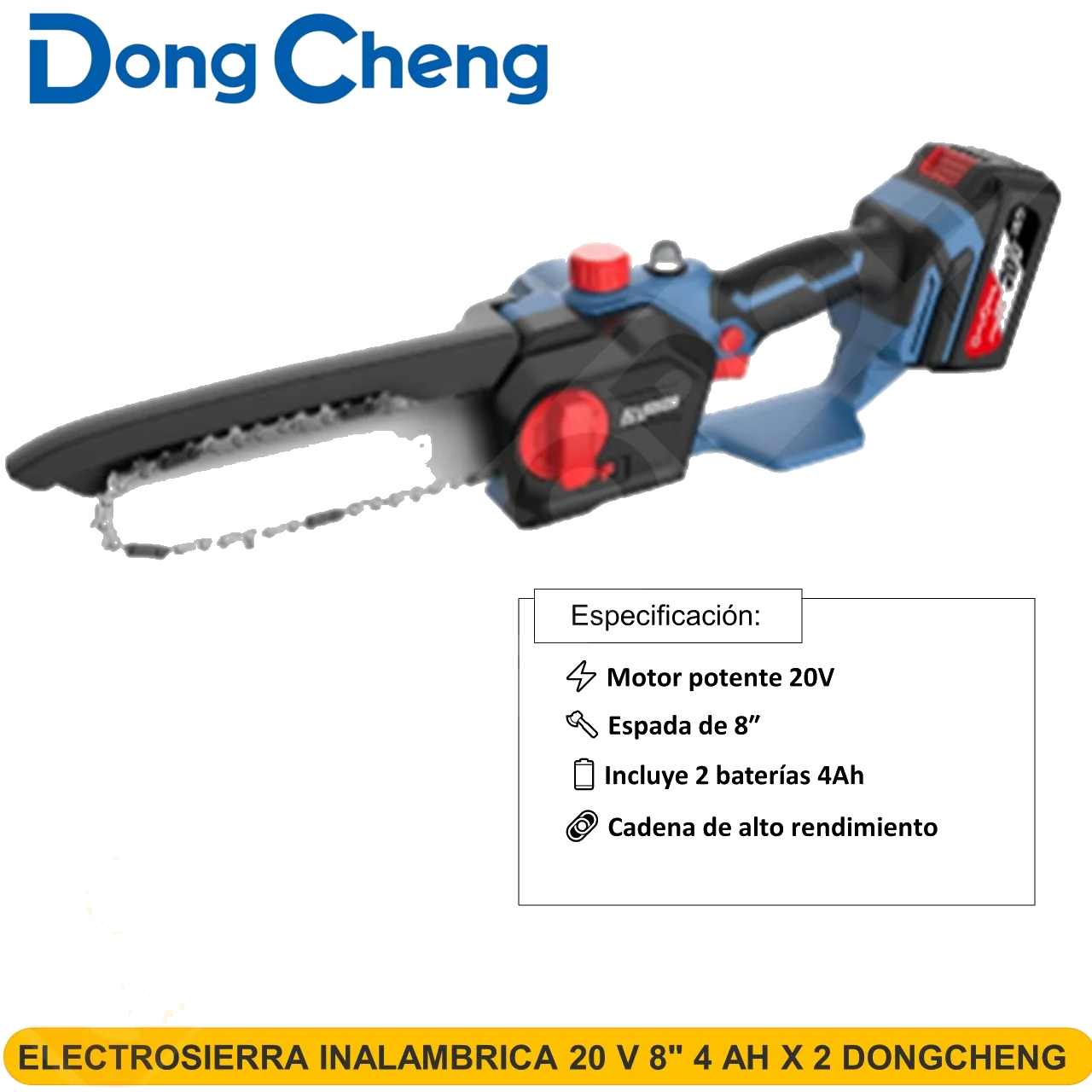 ELECTROSIERRA INALAMBRICA 20 V 8" 4 AH X 2 DONGCHENG