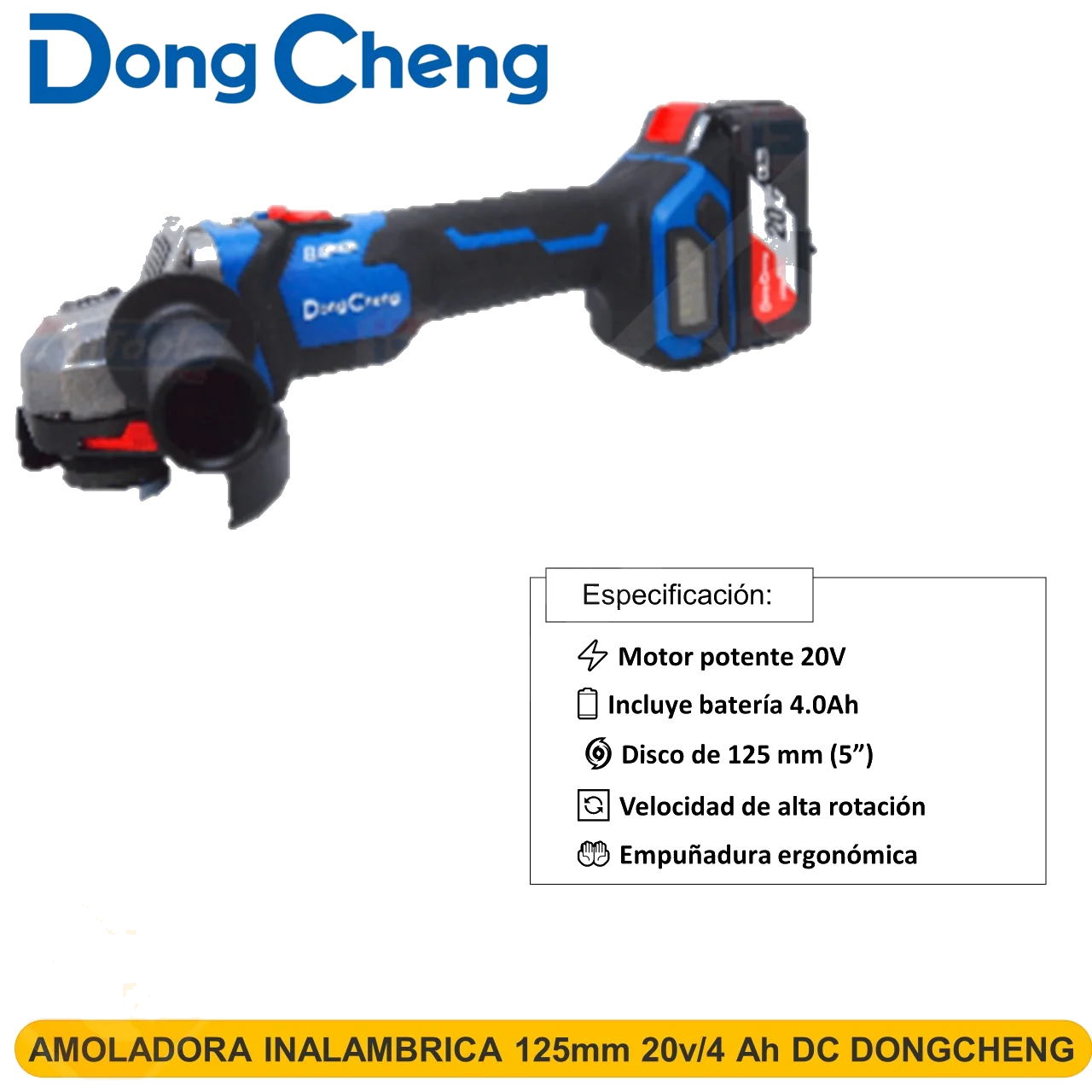 AMOLADORA INALAMBRICA 125mm 20v/4 Ah DC DONGCHENG