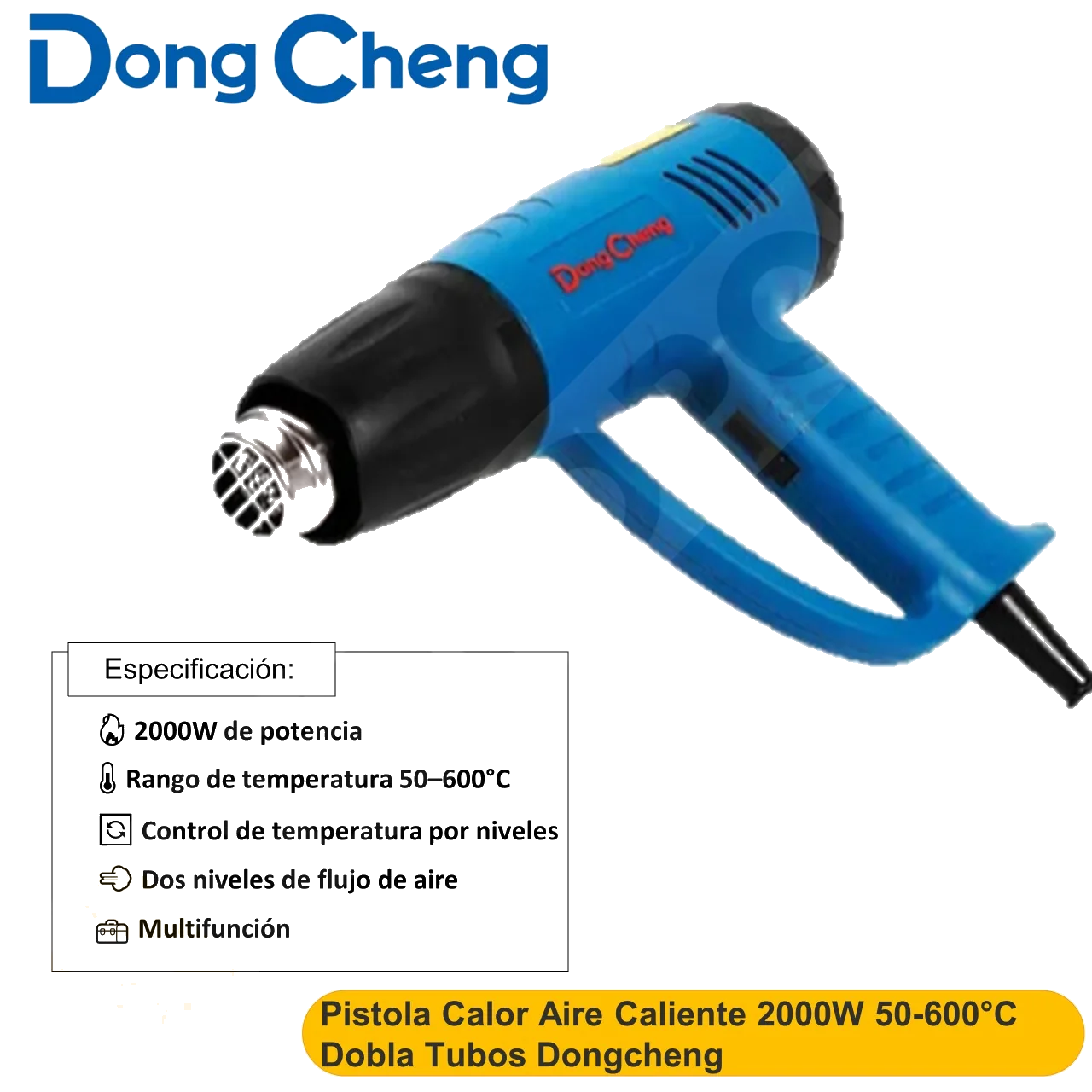 Pistola Calor Aire Caliente 2000W 50-600°C Dobla Tubos Dongcheng