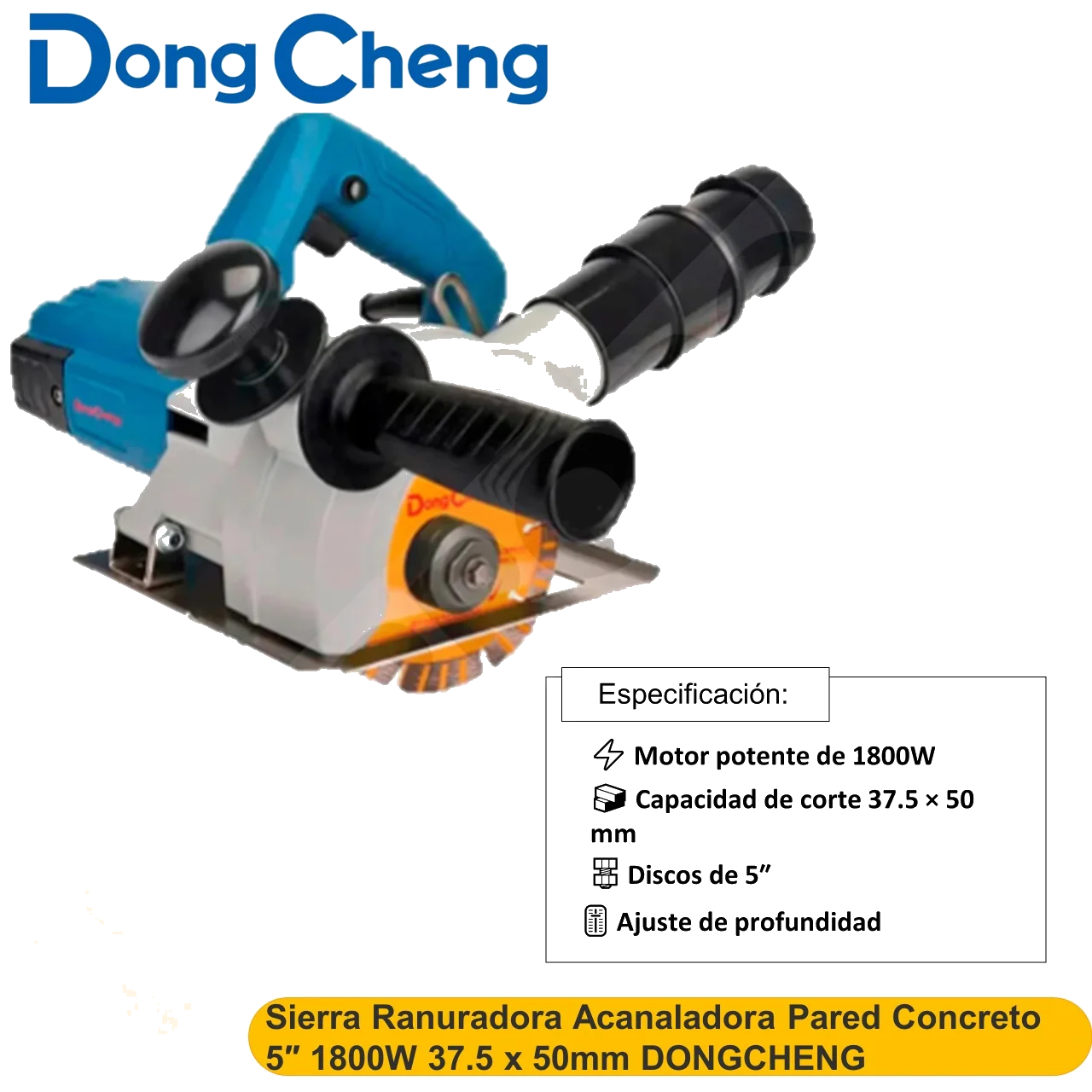 Sierra Ranuradora Acanaladora Pared Concreto 5″ 1800W 37.5 x 50mm DONGCHENG