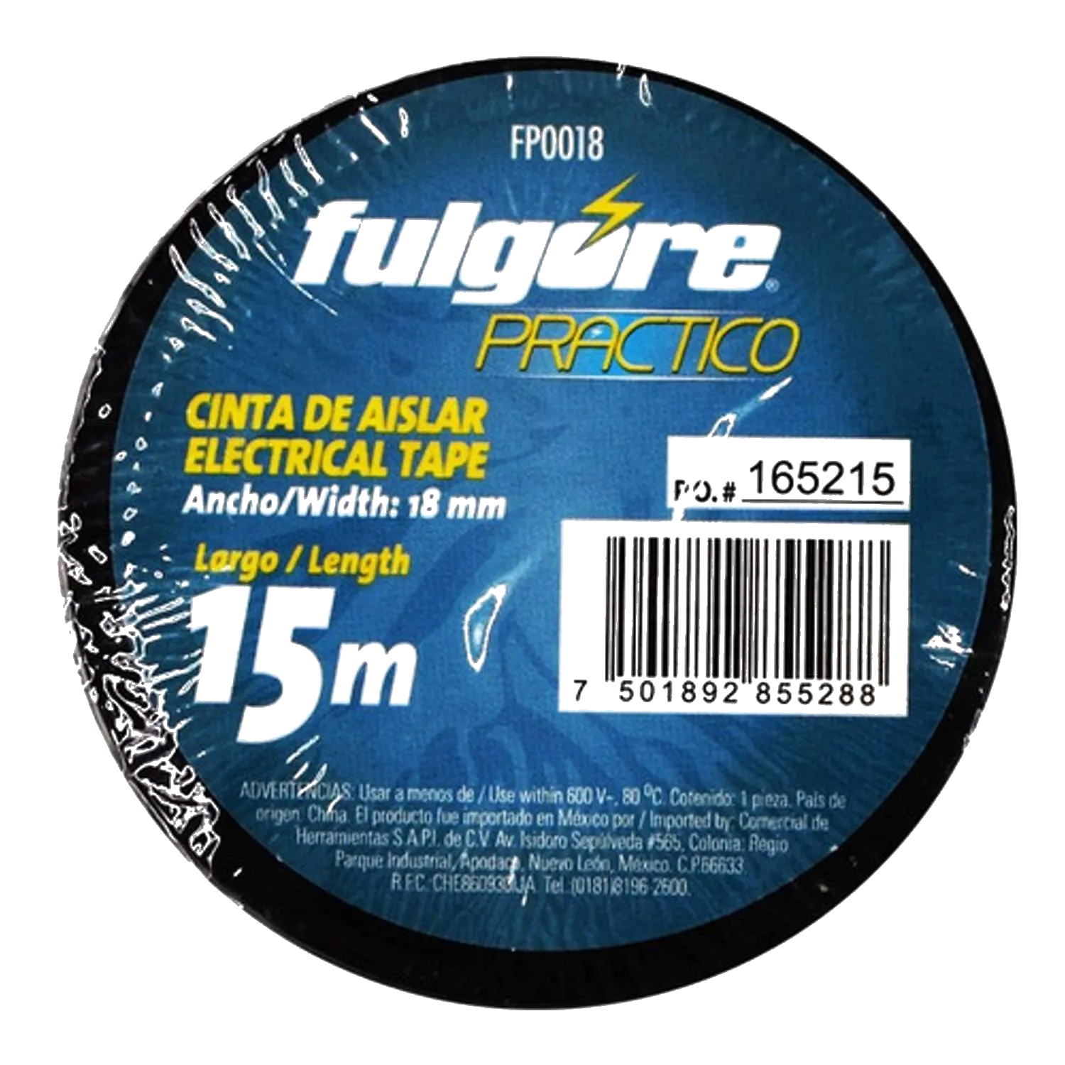 CINTA AISLANTE NEGRA 18MM X 15 M "FULGURE"