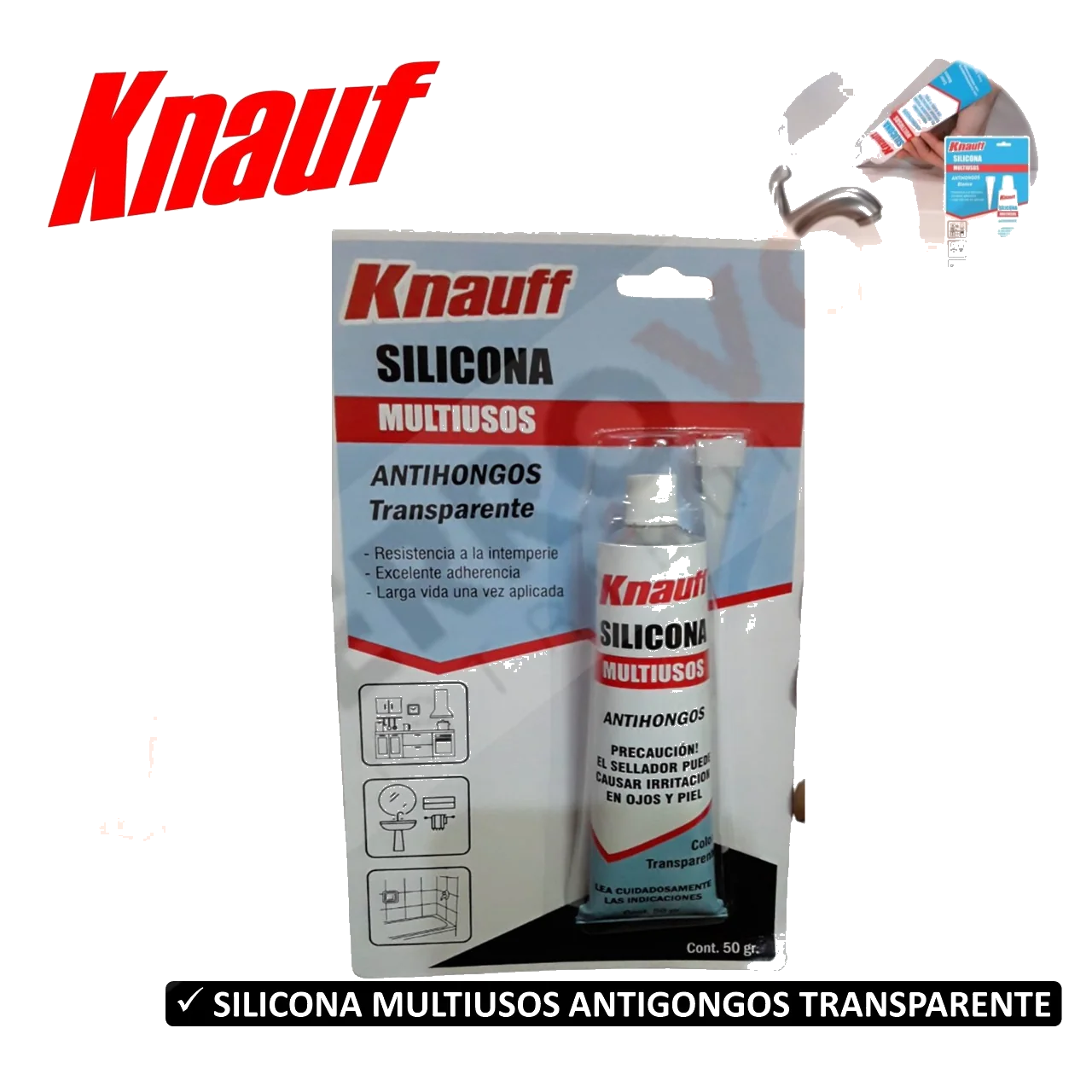 SILICONA MULTIUSOS SACHET TRANSPARENTE ANTIHONGOS 50GR