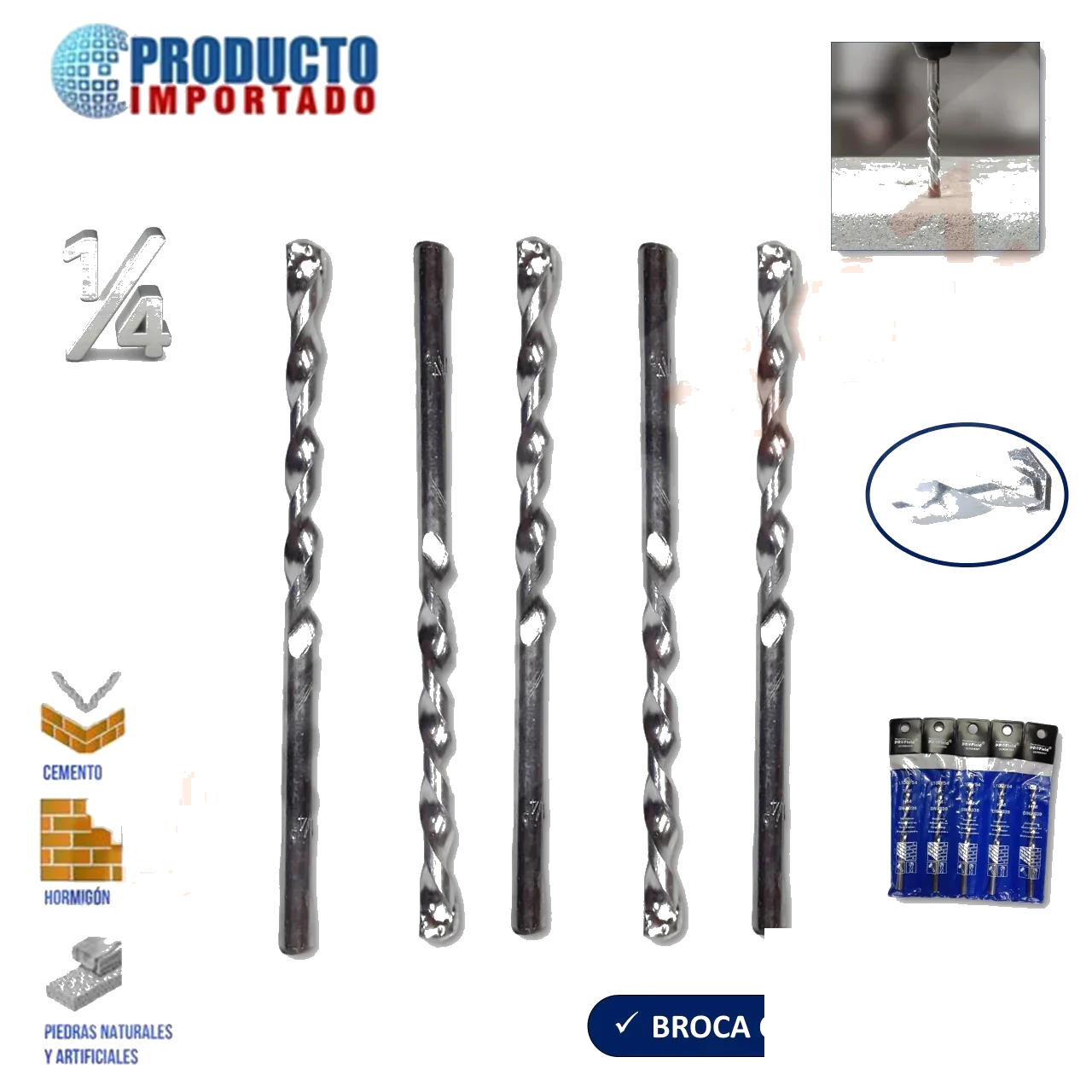 BROCA CONCRETO LISO 1/4" X 4"