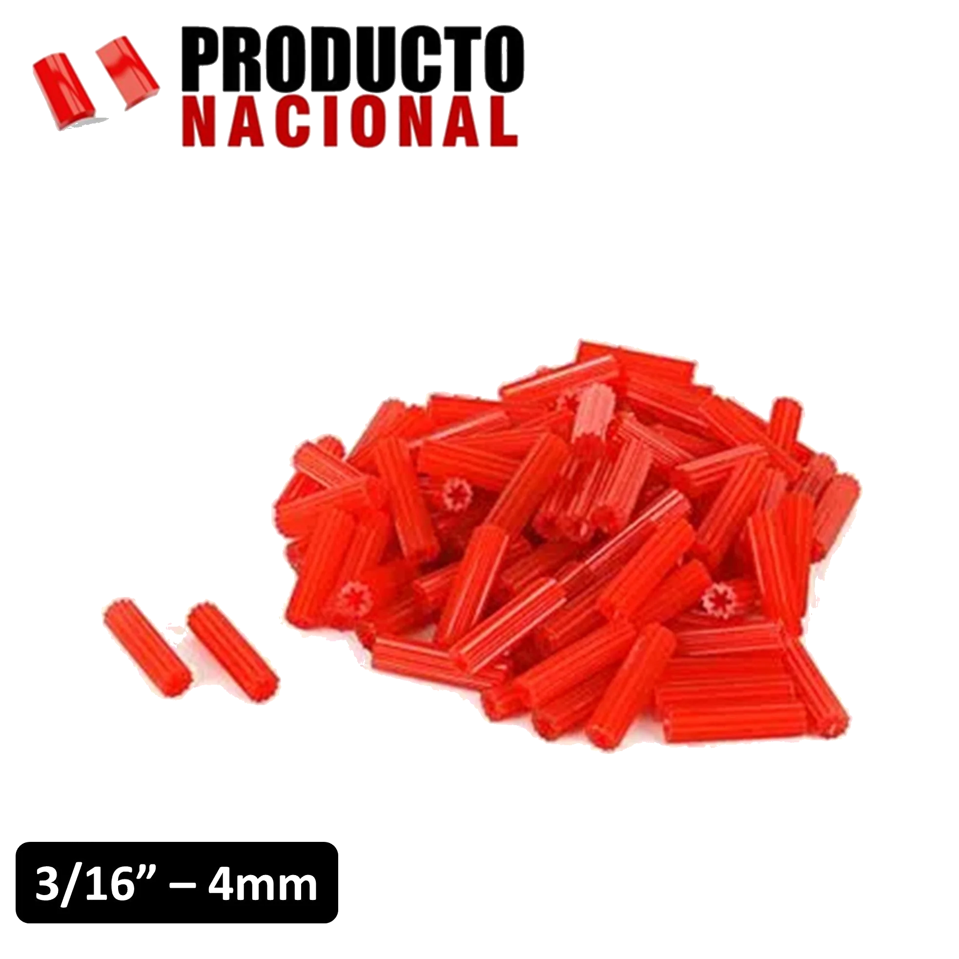 TARUGO PLASTICO ROJO 3/16" (GR ≈ 10PCS APROX)