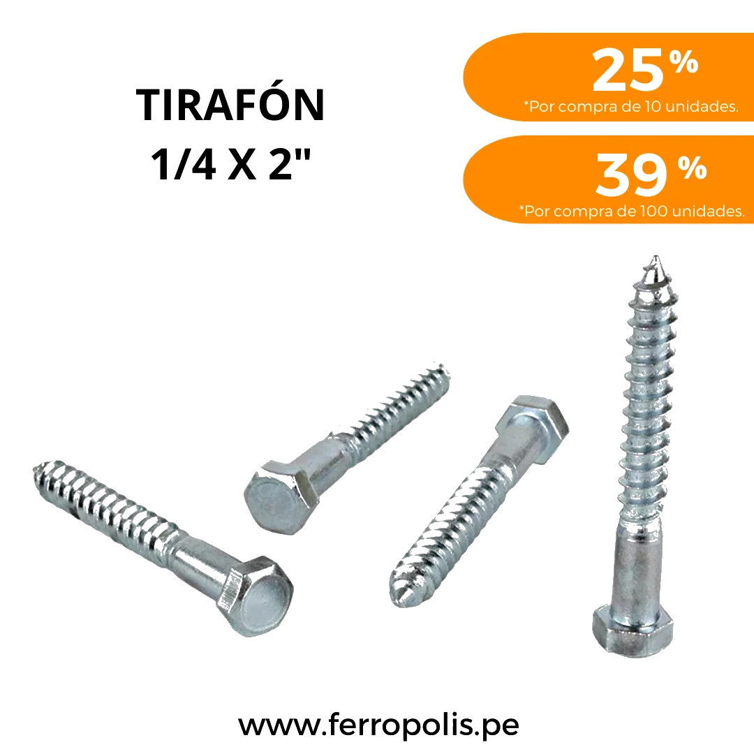 TIRAFON 1/4" x 2" ( x und )
