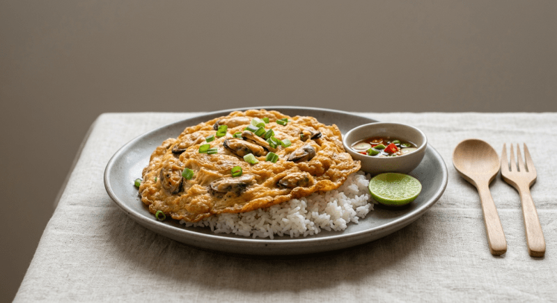 ข้าวไข่เจียวหอยแมลงภู่