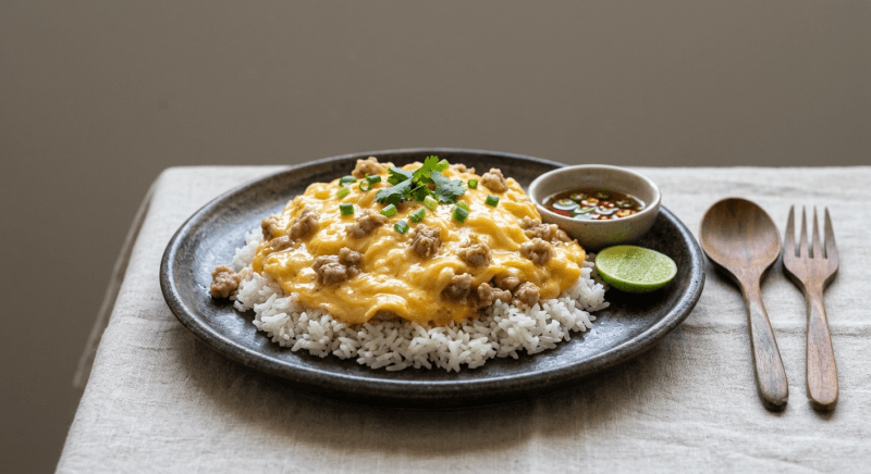 ข้าวไข่ข้นธรรมดาหมูสับ