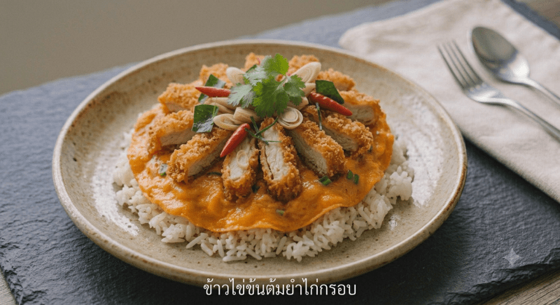 ข้าวไข่ข้นต้มยำไก่กรอบ