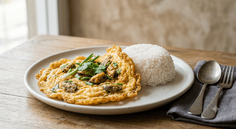 ไข่เจียวหอยแมลงภู่ (กับข้าว)