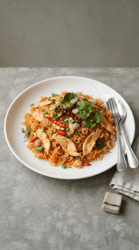 ข้าวผัดต้มยำไก่ชิ้น