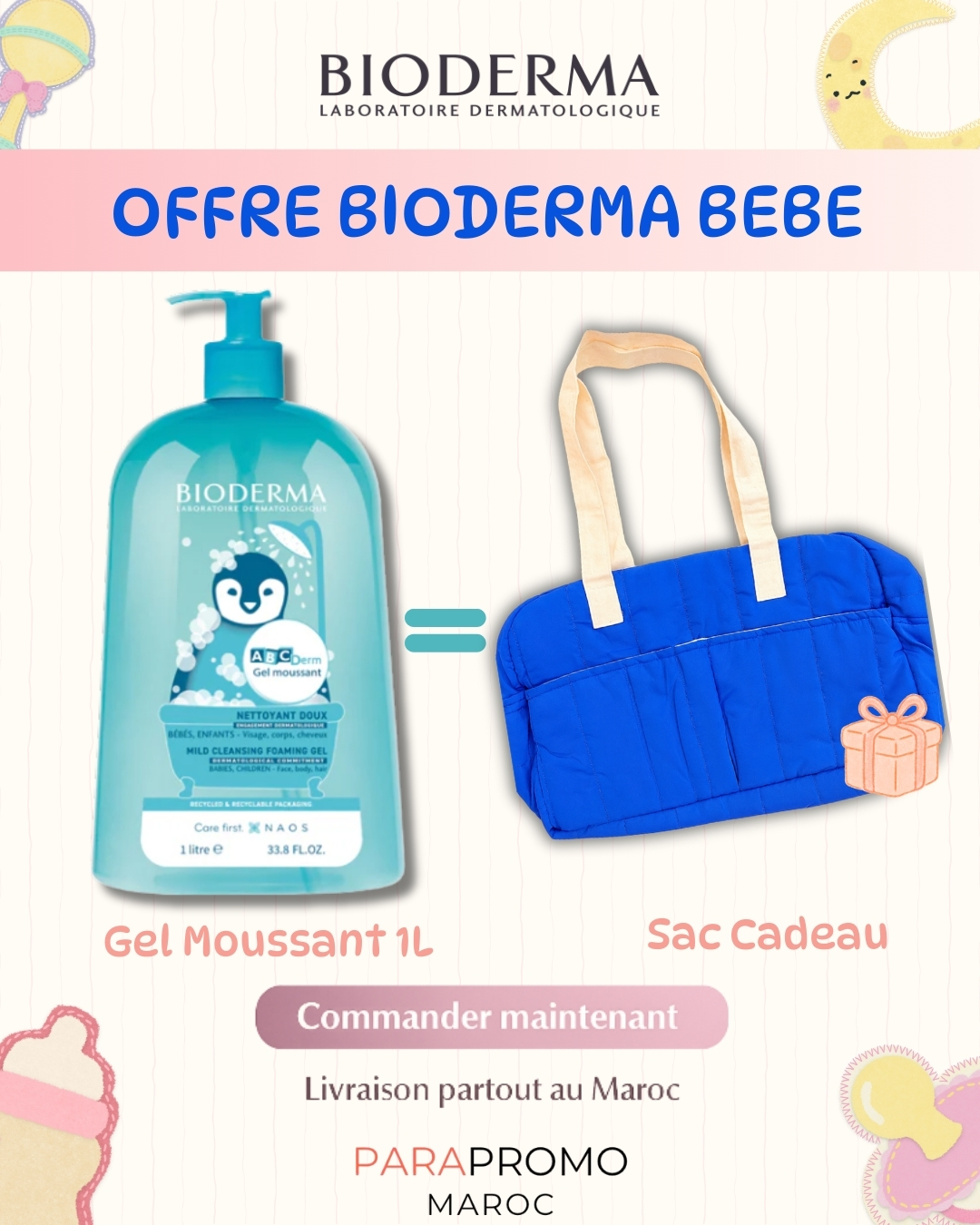 BIODERMA ABCDERM GEL NETTOYANT MOUSSANT DOUX 1L