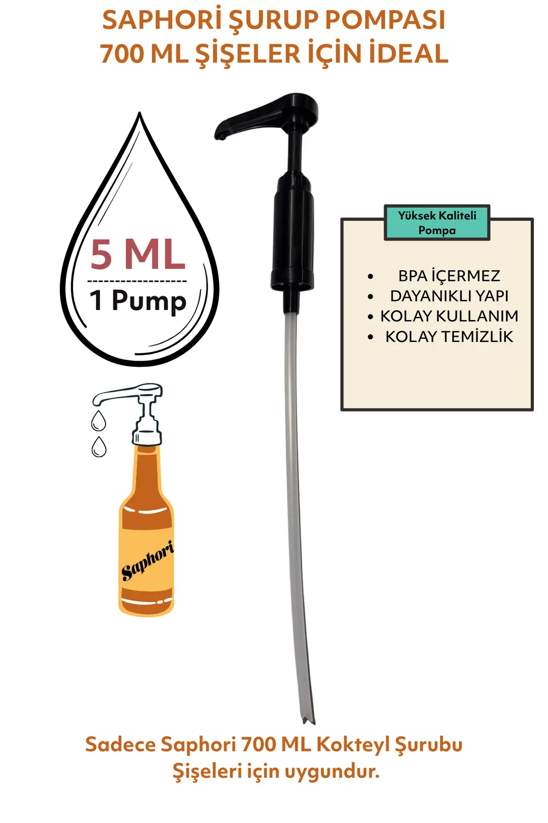 Saphori Kokteyl Şurup Pompası 0,5 ML