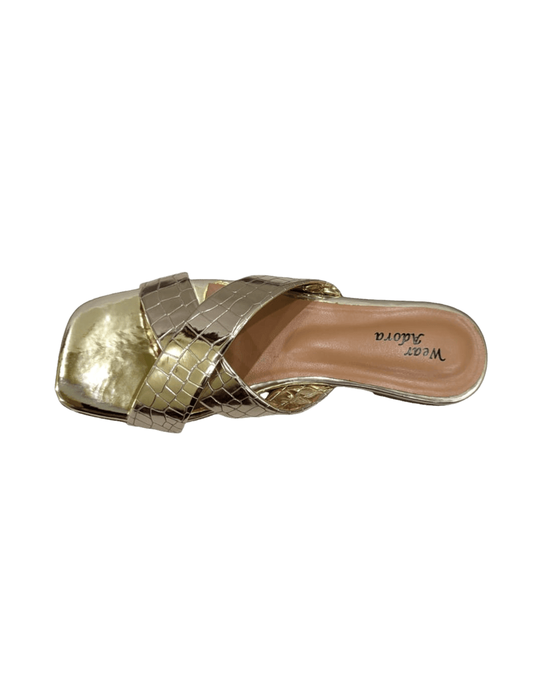 Luxury Gold Croc-Textured Slides — handcrafted Slides by Wear Adora 4