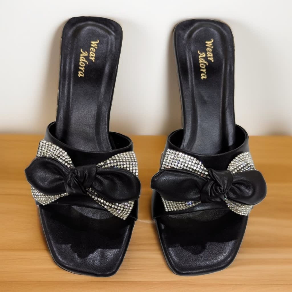 Bow & Crystal Party Heels — handcrafted Heels by Wear Adora Pakistan