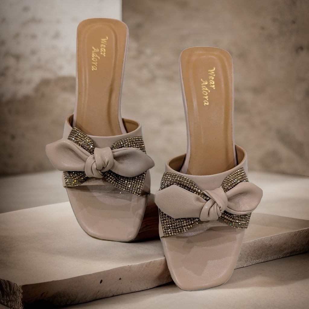 Bow & crystal Party Heels — handcrafted Heels by Wear Adora Pakistan