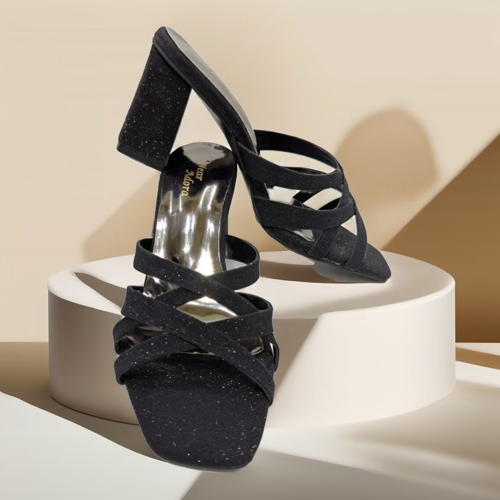 Elegant Black Multi-Strap Heels — handcrafted Heels by Wear Adora Pakistan