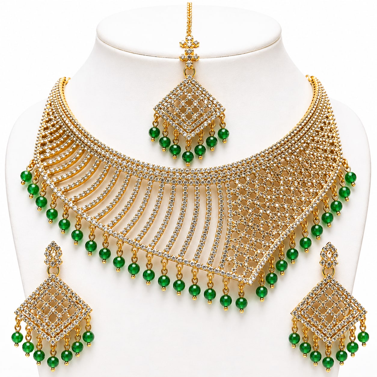 Emerald Royale Bridal Choker Set 💚✨ 3