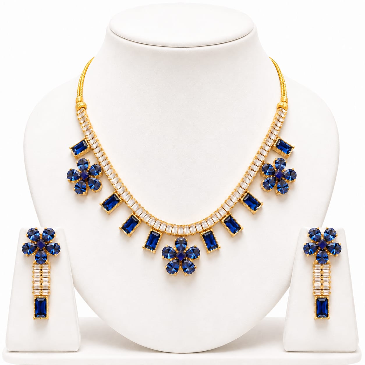 Royal Sapphire Floral Zircon Jewelry Set🌸✨
