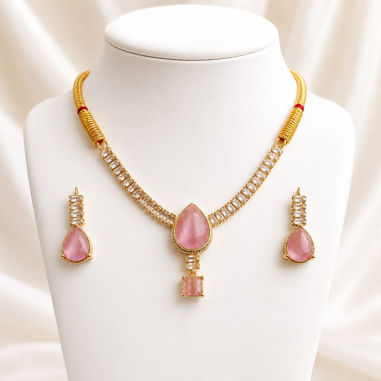 Rose Dew Zircon Necklace Set 💙✨