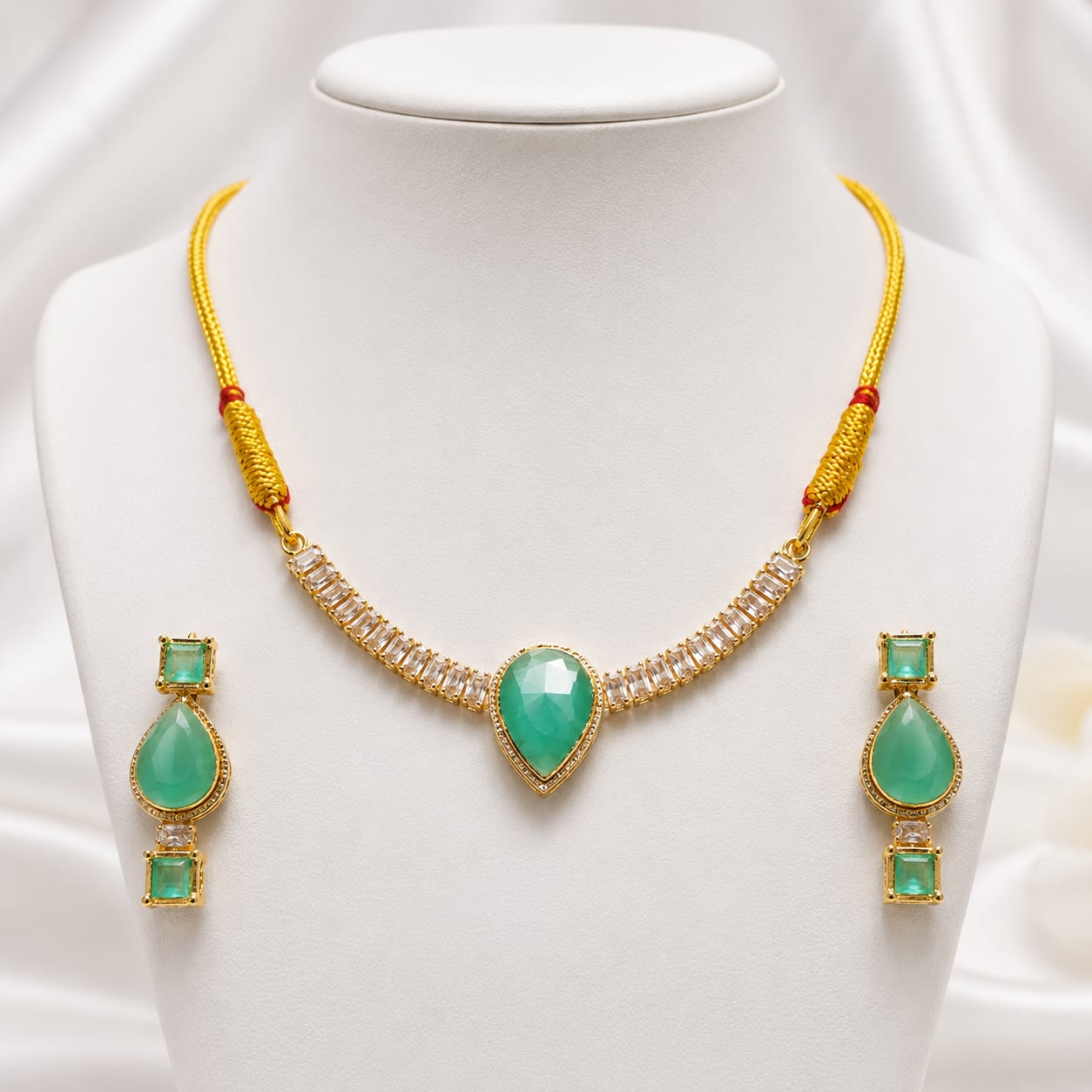 Emerald Dew Zircon Necklace Set πβ¨