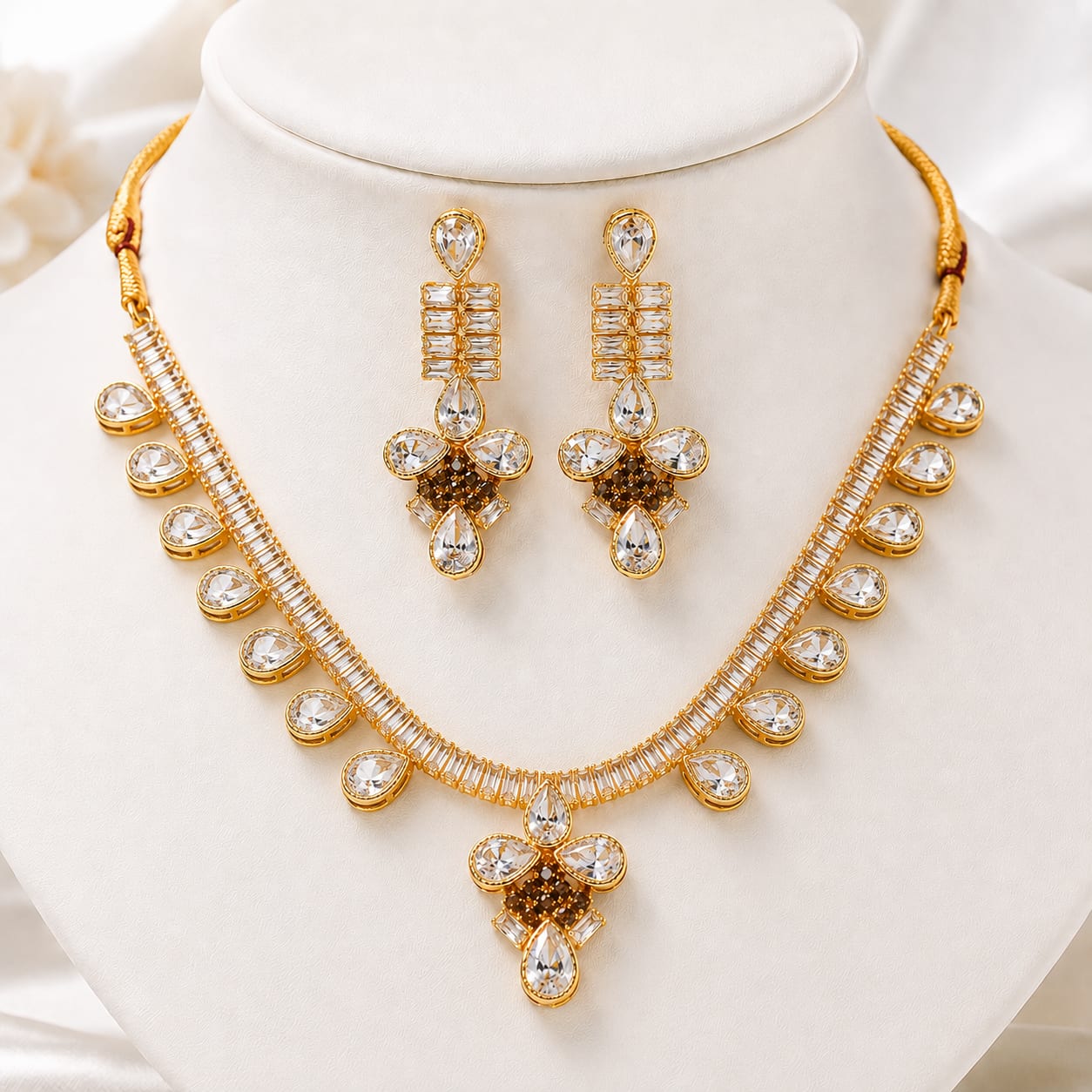 Crystal Bloom Zircon Necklace Set ✨💎