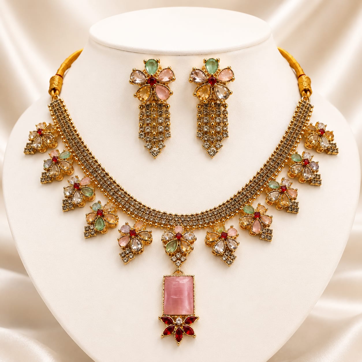 Pastel Blossom Royal Necklace Set πβ¨
