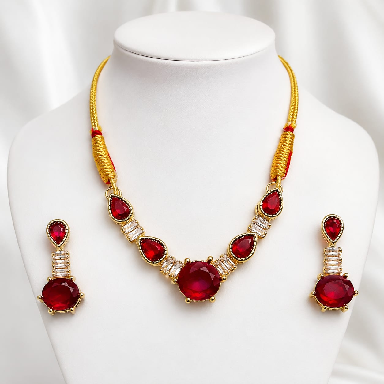 Ruby Royale Zircon Necklace Set