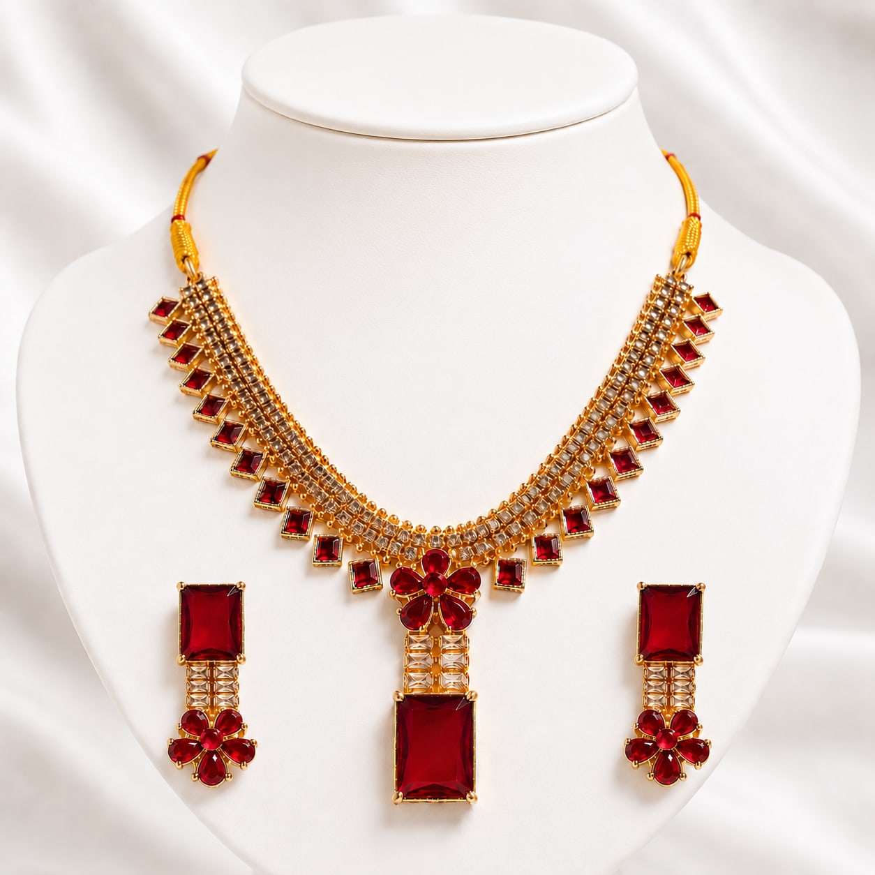 Ruby Blossom Royale Necklace Set