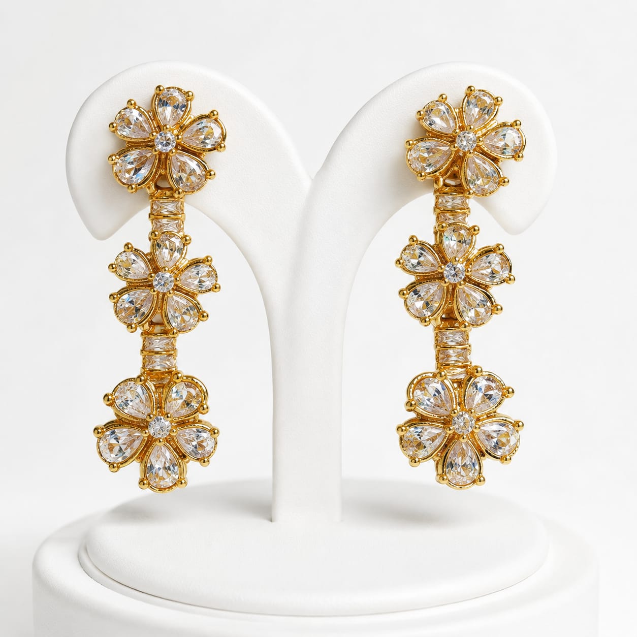 Crystal Blossom Floral Drop Earrings