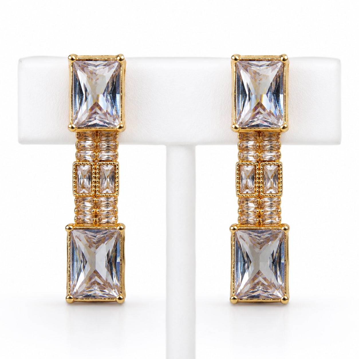 Radiant Crystal Bar Drop Earrings