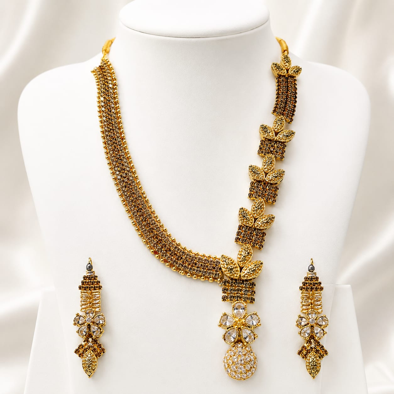 Royal Floral Cascade Necklace Set