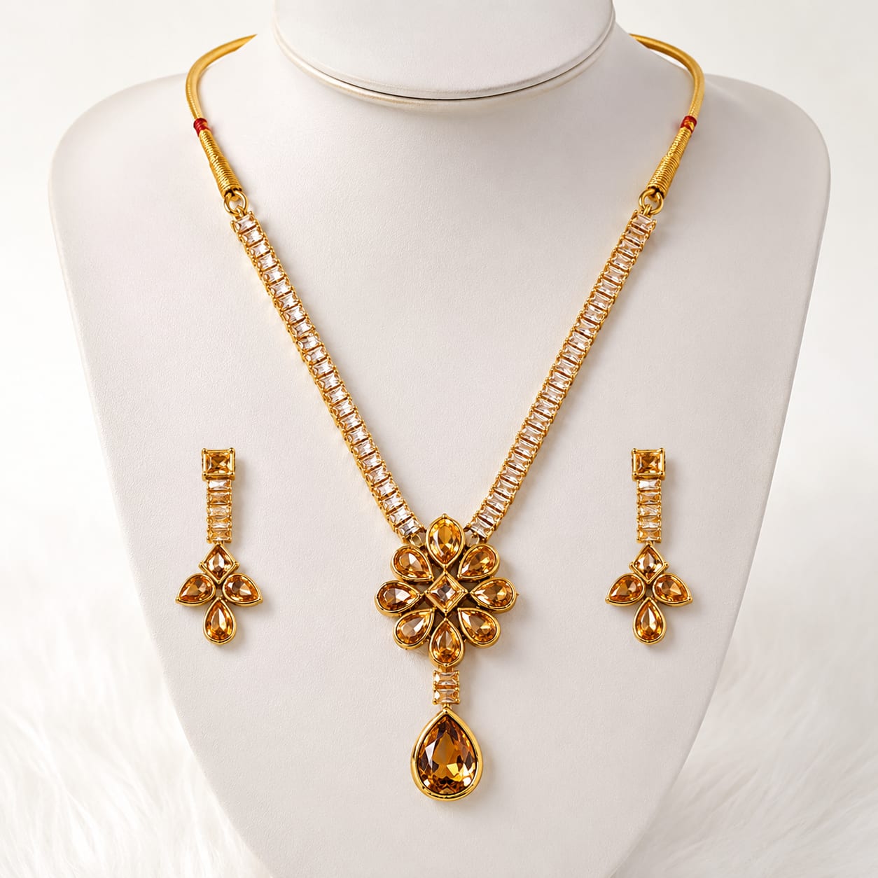 Amber Bloom Crystal Necklace Set