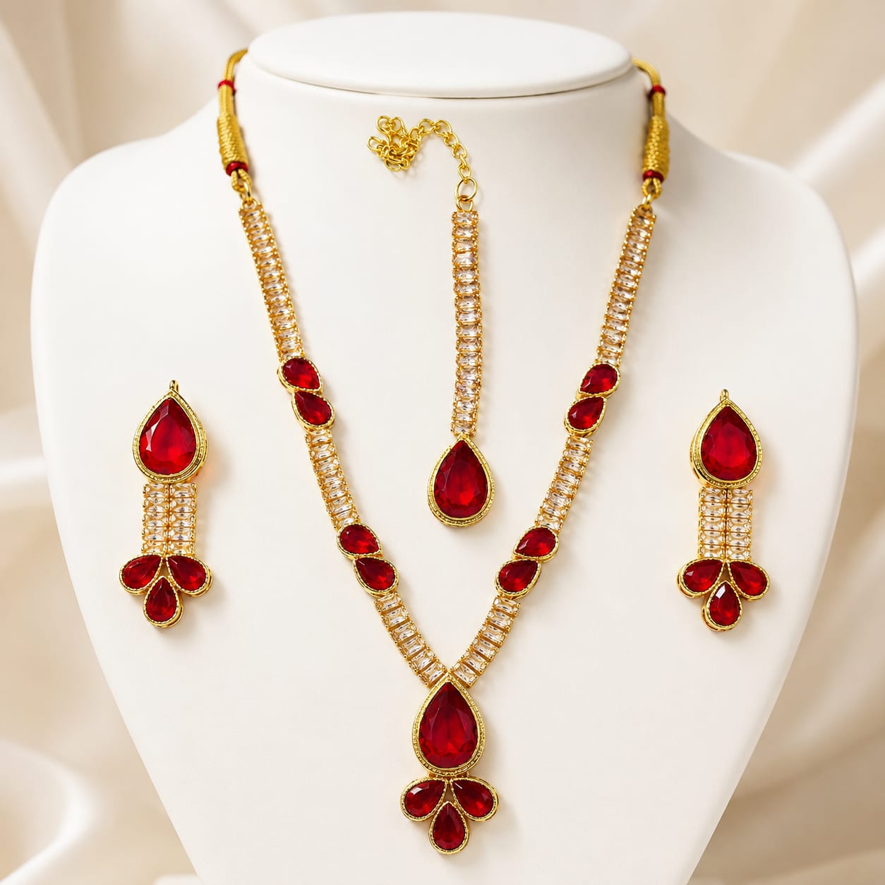 Ruby Royale Pendant Necklace Set