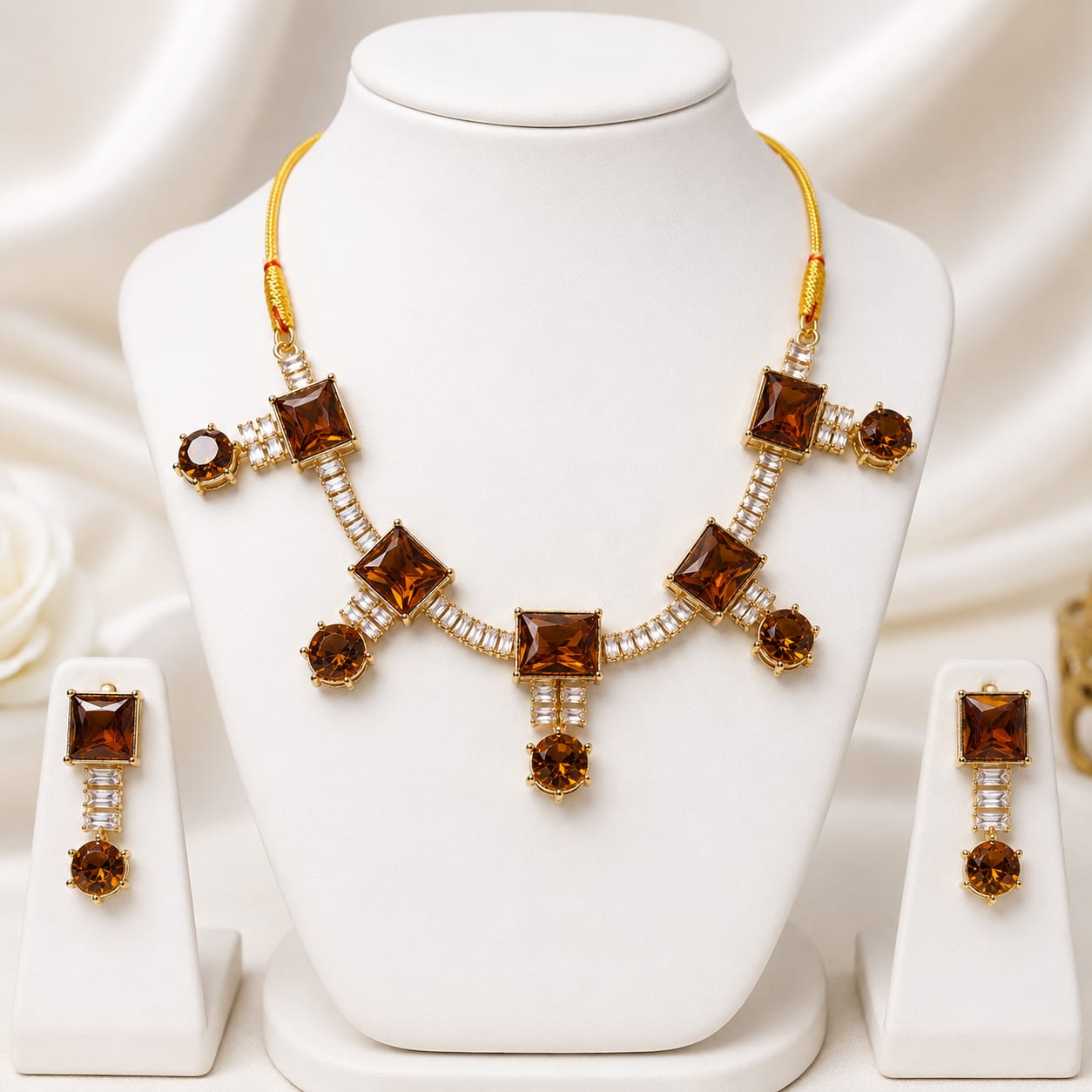 Ruby Floral Zircon Jewelry Set — handcrafted Necklace by Wear Adora 3