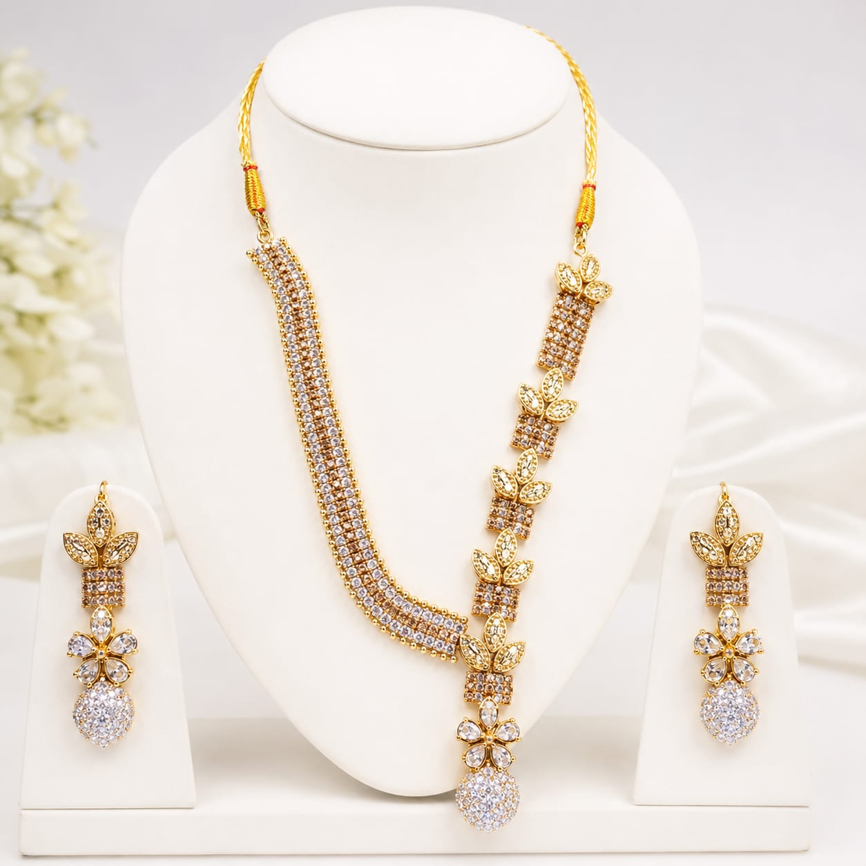 Royal Floral Cascade Necklace Set — handcrafted Necklace by Wear Adora Pakistan