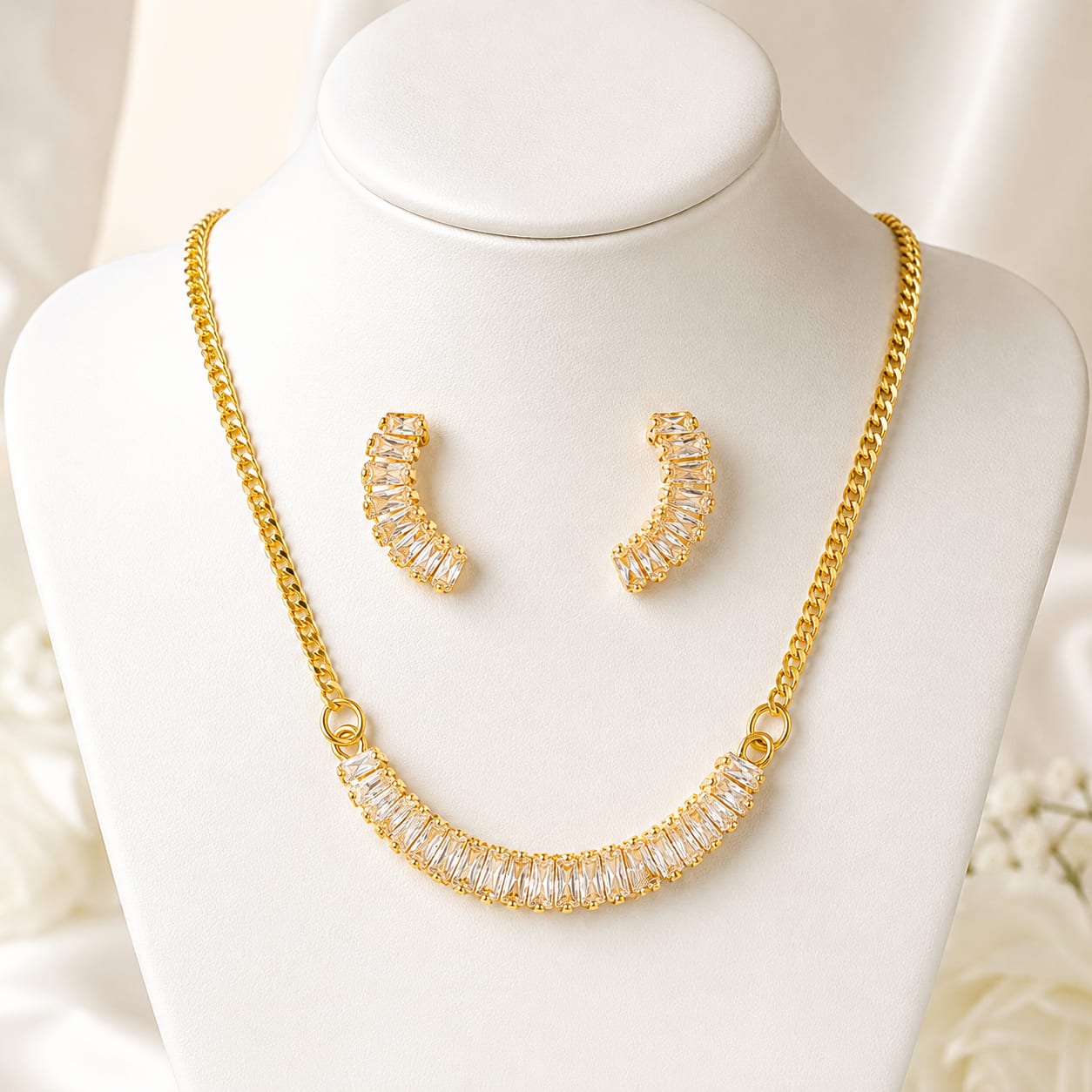 Aurora Luxe Zircon Necklace Set — handcrafted Necklace by Wear Adora Pakistan