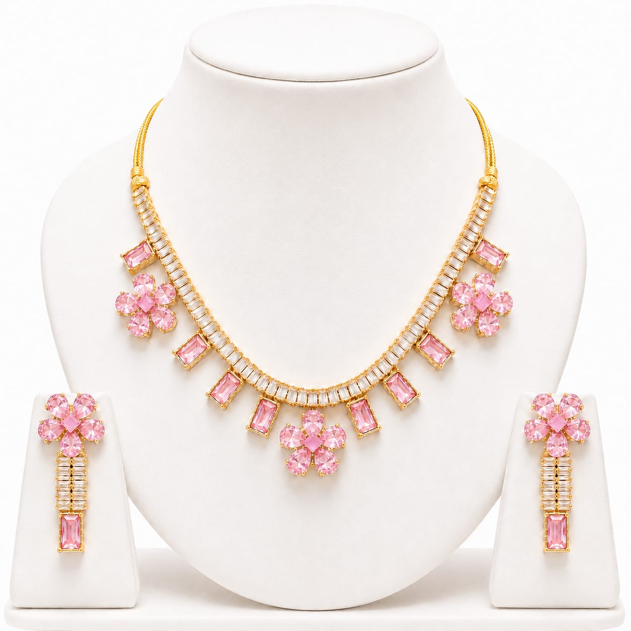 Royal Sapphire Floral Zircon Jewelry Set — handcrafted Necklace by Wear Adora Pakistan
