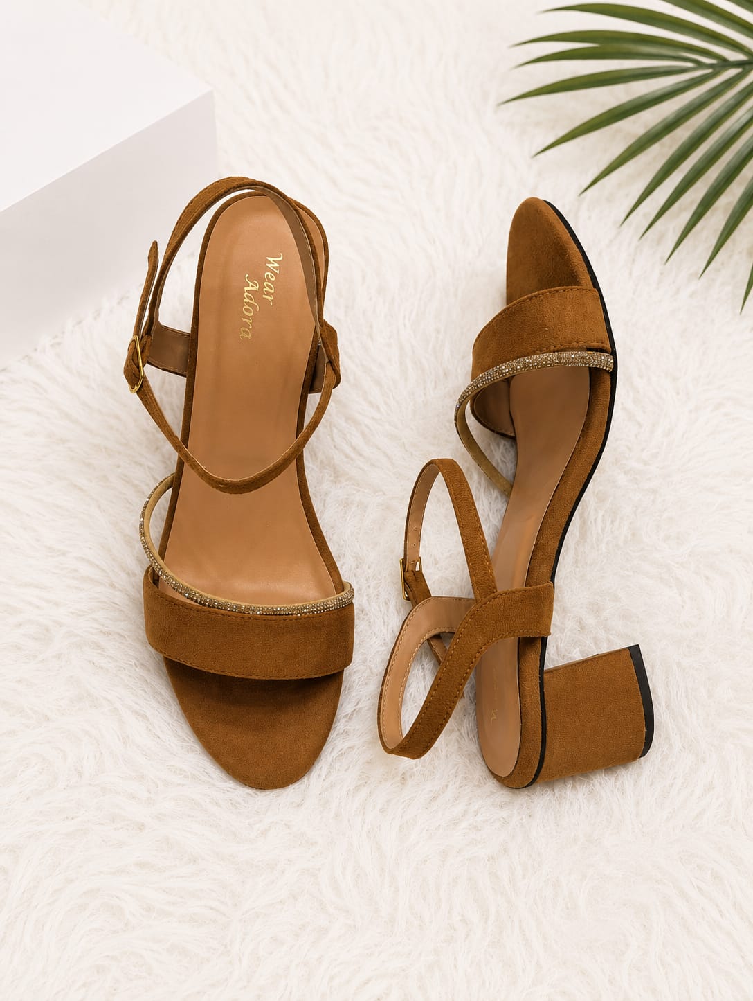 Elegant Brown Block Heel Sandal — handcrafted Sandal by Wear Adora Pakistan