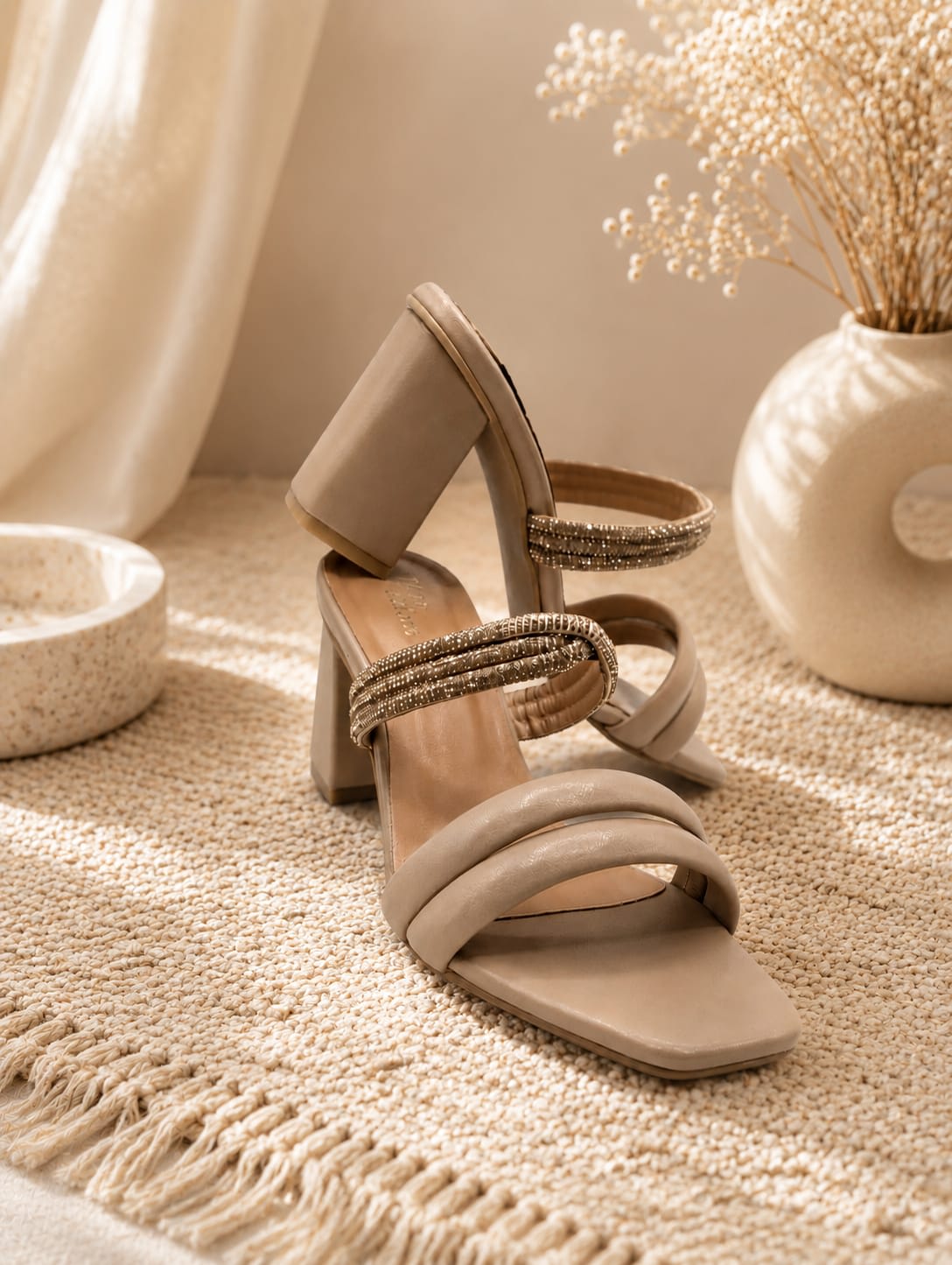 Black Block Heel Embellished Slides — handcrafted Heels by Wear Adora 3