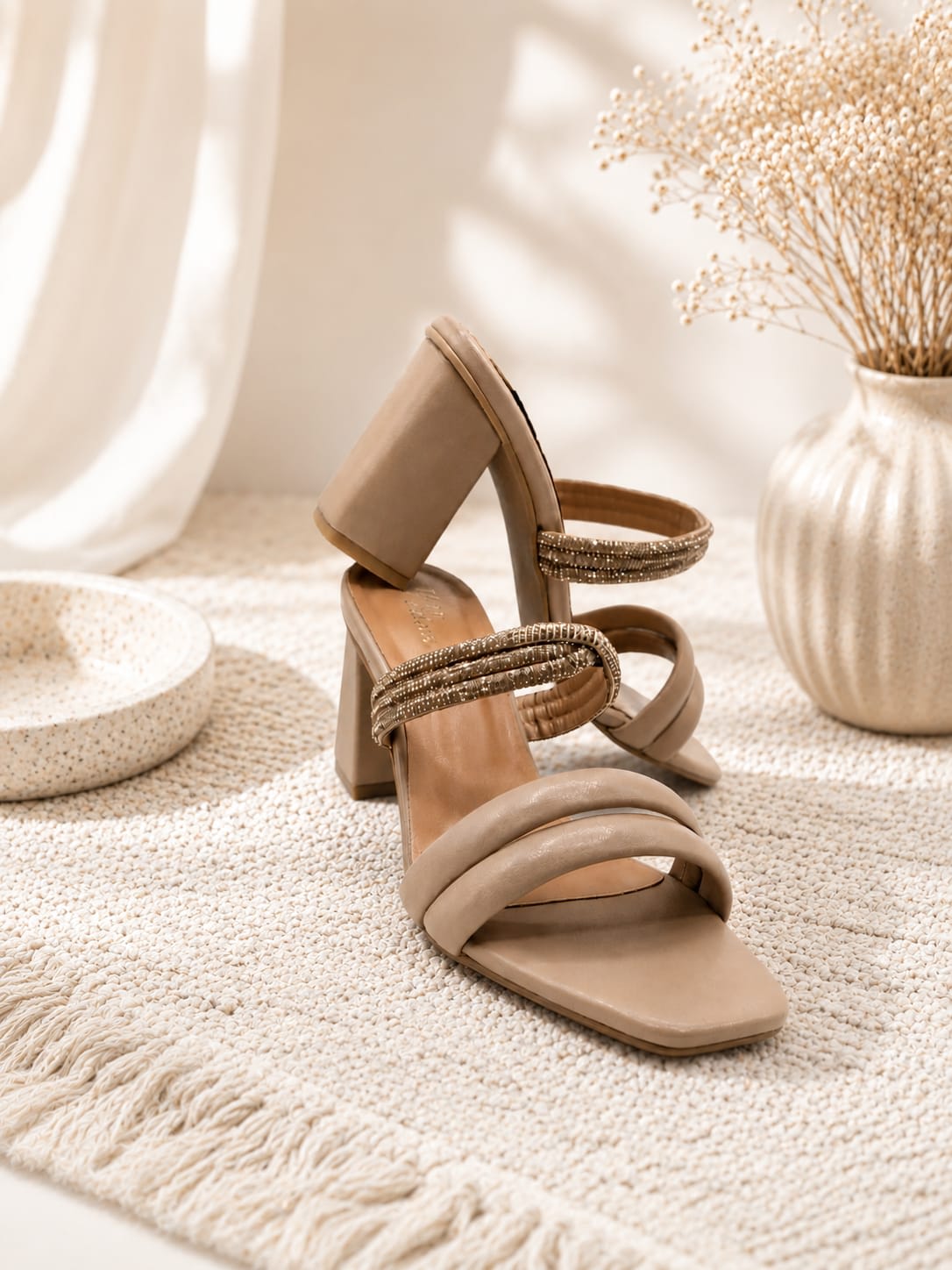 Black Block Heel Embellished Slides — handcrafted Heels by Wear Adora 5
