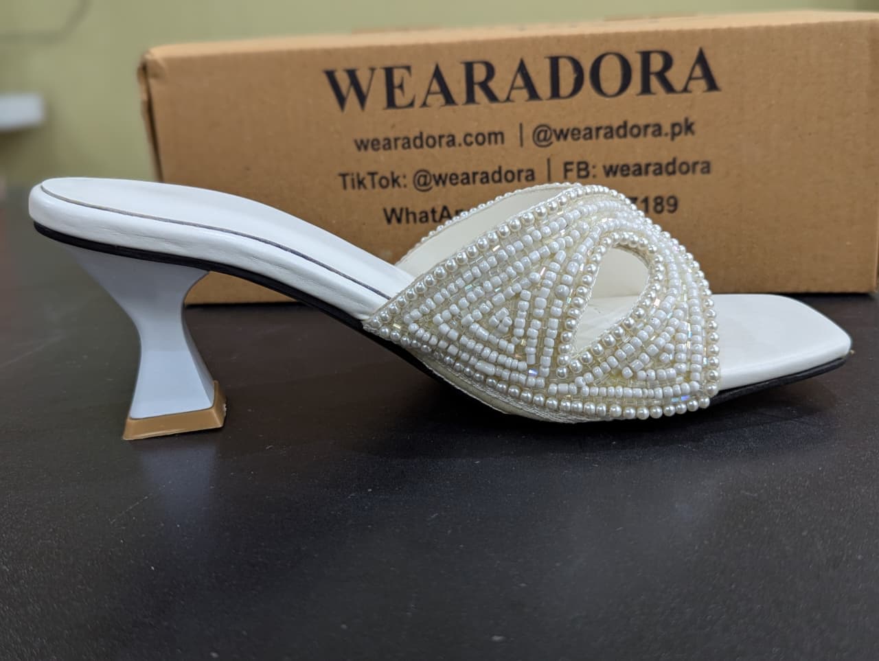 White Pearl Embellished Heel — handcrafted Heels by Wear Adora 3